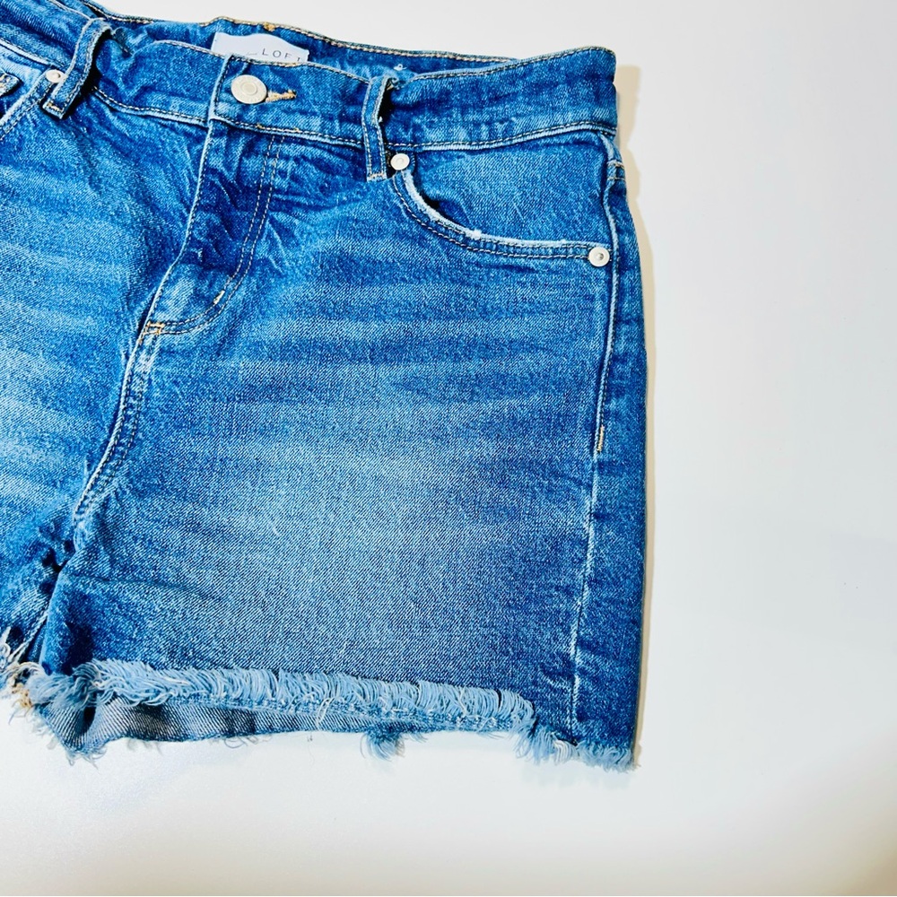 Loft Jean shorts High Rise Jean shorts distressed medium wash women size 25 - Picture 7 of 9